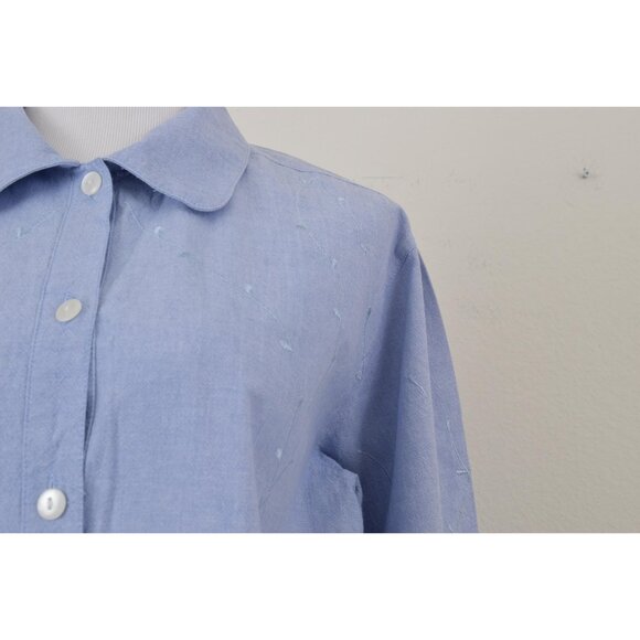 Vintage 80s Cotton Button-Up Embroidered Blouse size M - Picture 5 of 10
